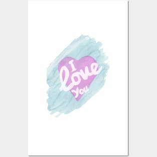 I Love You Heart, Love Watercolor Painting, Love Art Print Posters and Art